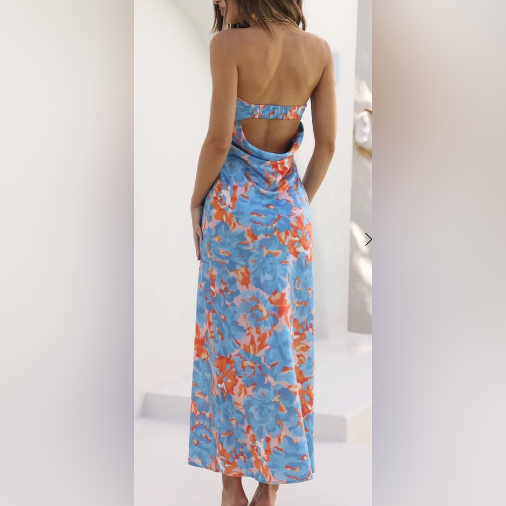 Hello Molly Blue and Orange Floral Maxi Dress - Picture 2 of 10